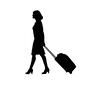 トラベル 人物,女性,全身,横向き,歩く,引く,旅,旅行,出張,トラベルのシルエット素材