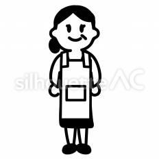 主婦 主婦,エプロン,立つのシルエット素材