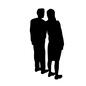 カップル カップル 男性,女性,男女,全身,立つ,後姿,くっつく,話す,2人,並ぶのシルエット素材