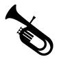 チューバ チューバ,テューバ,ユーフォニウム,金管楽器,楽器,吹奏楽,ブラスバンド,低音金管楽器,大きい,大型のシルエット素材