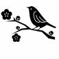 梅の枝に止まる鶯 梅の枝に止まる鶯 梅,枝,木,花,植物,鶯,鳥,1羽,正月,縁起物のシルエット素材