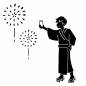 花火観賞する男性 男性,花火,打ち上げ,大会,観賞,着物,下駄,乾杯,飲み物,和風のシルエット素材