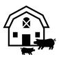 農場 農場 牧舎,納屋,建物,小屋,牧場,農場,豚,ブタ,親子,横向きのシルエット素材