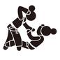 武道 武道 スポーツ,試合,女性,2人,構え,防御,倒れる,パンチ,胴着,全身のシルエット素材