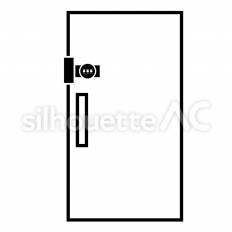 玄関ドアのスマートロック ドア,スマートロック,解錠のシルエット素材