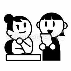上司に報告する部下 上司,部下,書類のシルエット素材