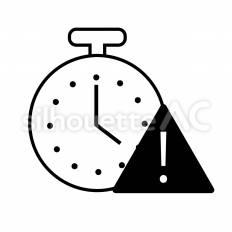納期遅延　白抜き 時計,警告,遅れのシルエット素材