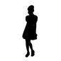 ワンピースの女性 ワンピースの女性 感情,ワンピース,スカート,ブーツ,全身,正面,お団子ヘアー,嬉しい,1人,人物のシルエット素材