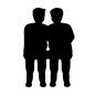 男性 男性 男性,2人,座る,全身,正面,くっつく,寄り添う,並ぶ,同性,同性カップルのシルエット素材