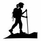 登山をする女の子 登山をする女の子 女の子,女性,歩く,登山,トレッキング,ハイキング,アウトドア,レジャー,リュック,ポールのシルエット素材
