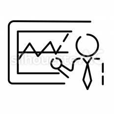 グラフと会議　男性 ピクトグラム,ピクトサイン,アイコンのシルエット素材