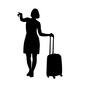 トラベル トラベル 人物,女性,全身,待つ,指を指す,旅,旅行,トラベル,キャリー,キャリーバッグのシルエット素材