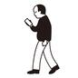 歩きスマホ 歩きスマホ 歩きスマホ,歩く,人物,男性,おじさん,スマホトラブル,スマホ,トラブル,危ない,危険行為のシルエット素材