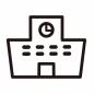 白抜きの学校 白抜きの学校 学校,白抜き,校舎,建物,外観,施設,時計,学び舎,受験,勉強のシルエット素材