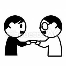 名刺交換　男性 名刺,交換,会話のシルエット素材