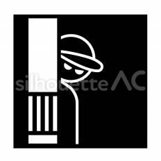 物陰から様子をうかがう不審者 不審者,監視,覗くのシルエット素材