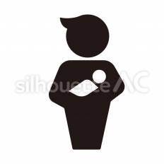 授乳室 男性 赤ちゃん,抱っこ,育児のシルエット素材