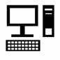 デスクトップPC デスクトップ,pc,パソコン,モニター,キーボード,端末,作業,入力,機械,シンプルのシルエット素材