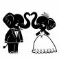 ゾウ ゾウ ゾウ,鼻,カップル,結婚,ウェディングドレス,タキシード,全身,イベント,記念,幸せのシルエット素材