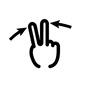 チョキ ジェスチャー,矢印,サイン,ピース,二本指,狭める,手話,寄せる,左右,動かすのシルエット素材