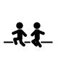 ゴム跳び ゴム跳び 遊び,ピクトグラム,人,人物,ゴム跳び,2人,ジャンプ,跳ぶ,横向き,線のシルエット素材