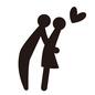 恋人 恋人 男女,カップル,全身,横向き,後ろから,ハグ,抱きしめる,ハート,ラブラブ,ピクトグラムのシルエット素材