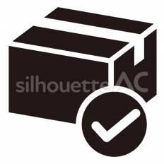 配送　配送完了 配送完了,箱,チェックマークのシルエット素材