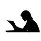 勉強する人 勉強する人 テスト,用紙,プリント,見る,女性,生徒,人物,上半身,横向き,答案のシルエット素材