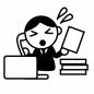 労働時間超過　男性 電話,書類,作業,対応,業務,疲労,負担,机,シンプル,人物のシルエット素材