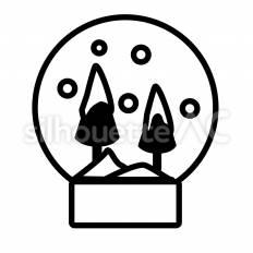 スノードーム　木 スノードーム,木,雪のシルエット素材