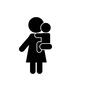 親子 親子 ピクトグラム,親子,お母さん,母親,母,ママ,抱っこ,抱っこする,片手抱っこ,子供のシルエット素材