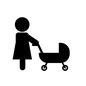 散歩 ピクトグラム,散歩,お母さん,母親,ベビーカー,乳母車,人,人物,横向き,押すのシルエット素材