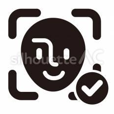 デジタル　顔認証 顔認証,顔,チェックマークのシルエット素材