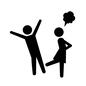 蹴る 蹴る カップル,恋人,夫婦,人物,人,男女,男,女,ケンカ,怒りのシルエット素材