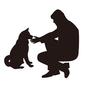 犬に手を差し伸べる男性 犬,動物,ペット,飼い主,男性,人物,全身,座る,手,お座りのシルエット素材