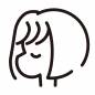 目を閉じる横向き女性 女性,目を閉じる,ボブ,韓国風,表情,かわいい,太線,シンプル,ポップ,手描き風のシルエット素材