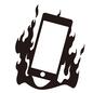 燃えるスマホ 燃える,発火,バッテリー,火事,事故,発火事故,マーク,注意,スマホトラブル,スマートフォンのシルエット素材