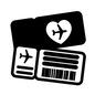 航空券 航空券 アイコン,ハート,ハートマーク,搭乗券,搭乗,旅券,航空券,旅行,海外,ハネムーンのシルエット素材