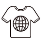 Tシャツに書かれた地球 半袖,服,世界,地球,地球儀,海外,ファッション,sdgs,エコ,環境問題のシルエット素材