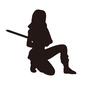 忍者 忍者,しのび,九の一,女性,女の人,剣,刀,立て膝,全身,構えるのシルエット素材