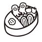 お弁当 お弁当 お弁当,おべんとう,弁当,楕円,子供用,タコさんウィンナー,卵焼き,顔,かわいい,簡単のシルエット素材