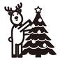 トナカイ キャラ,トナカイ,全身,立つ,横向き,クリスマスツリー,飾り付け,オーナメント,トップスター,キャラクターのシルエット素材