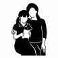 母に手紙を読む女の子 母に手紙を読む女の子 親子,寄り添う,手紙,読む,座る,母の日,女性,娘,女の子,母子のシルエット素材