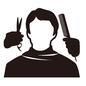 ヘアカット ヘアカット,カットモデル,男性,正面,シザー,鋏,コーム,カット中,ヘアスタイル,髪型のシルエット素材