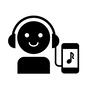 音楽を聴く 音楽を聴く 人物,人,笑顔,スマイル,笑う,ピクトグラム,ヘッドホン,音楽,ミュージック,スマホのシルエット素材