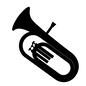 チューバ チューバ,テューバ,ユーフォニウム,金管楽器,楽器,吹奏楽,ブラスバンド,低音金管楽器,大きい,大型のシルエット素材