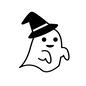 おばけ おばけ おばけ,お化け,ゴースト,帽子,魔女,ぼうし,ハット,とんがり帽子,笑顔,スマイルのシルエット素材