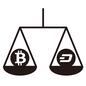 仮想通貨 仮想通貨 天秤,比べる,比較,釣り合う,同じ,ビットコイン,ビット,ダッシュ,仮想通貨,仮想のシルエット素材