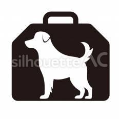 ペットはケージに 犬,ケース,持ち運びのシルエット素材