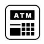 ATM　白抜き atm,白抜き,画面,表示,操作盤,ボタン,カード,投入口,紙幣,現金のシルエット素材